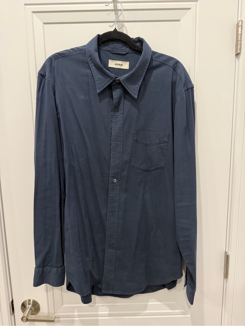 Buck Mason Slate Blue Long-Sleeve Button-Down Shirt